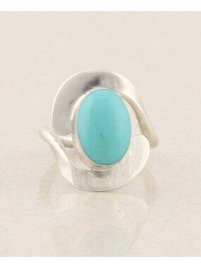 Sterling Silver Natural Turquoise Ring Size 8 1/2